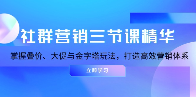 （13431期）社群营销三节课精华：掌握叠价、大促与金字塔玩法，打造高效营销体系-中创网_分享创业项目_互联网资源