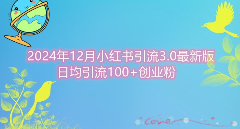 2024年12月小红书引流最新版，日均引流100+创业粉-中创网_分享创业项目_互联网资源