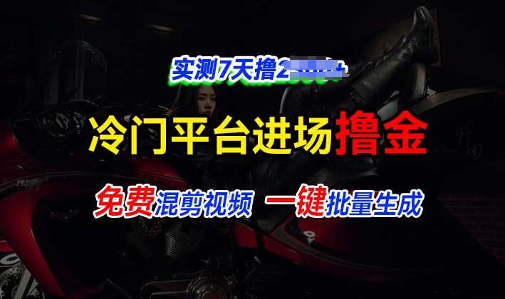 全新冷门平台视频，快速免费进场搞米，通过混剪视频一键批量生成，实测7天撸上千-中创网_分享创业项目_互联网资源