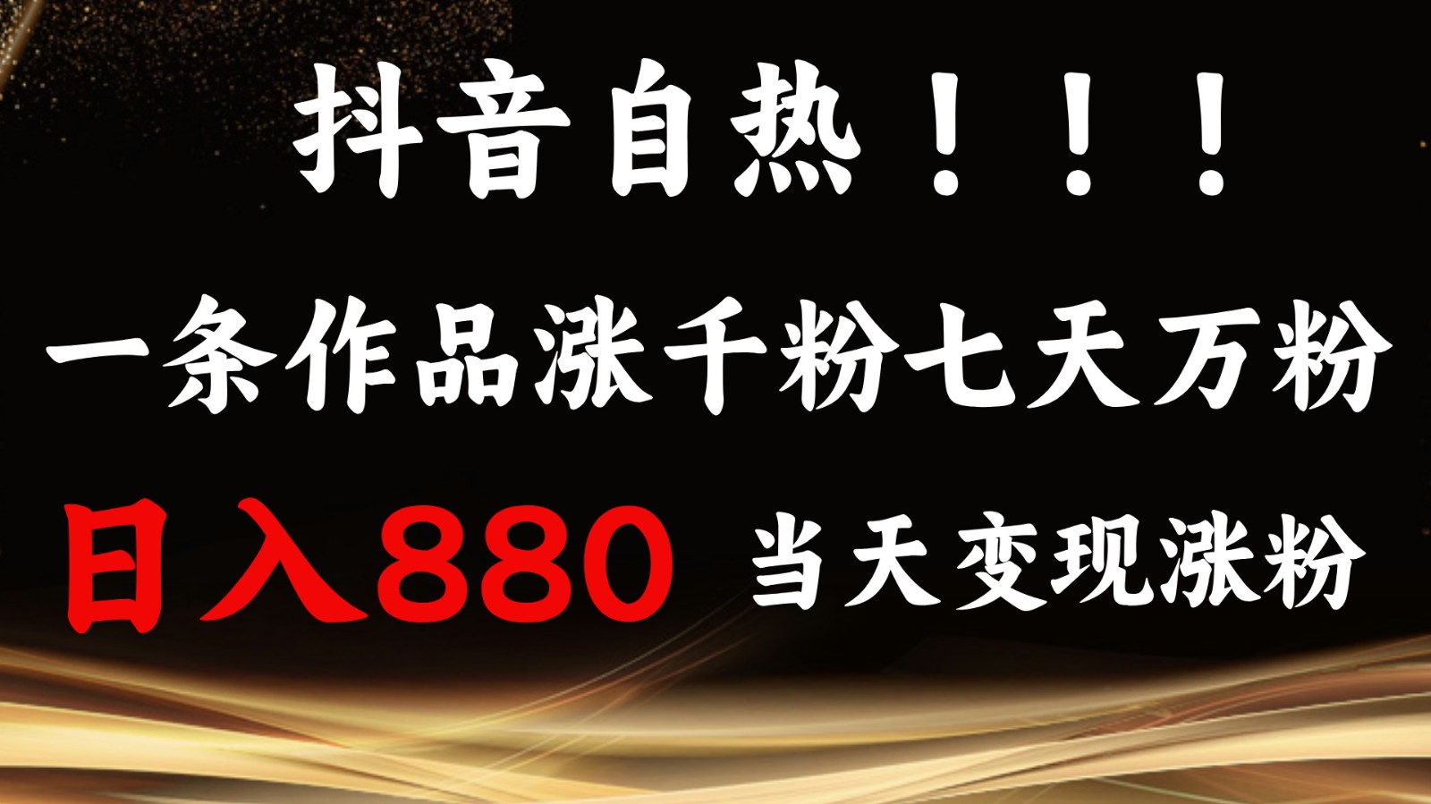 抖音小红书自热，一条作品1000粉，7天万粉，单日变现880收益-中创网_分享创业项目_互联网资源