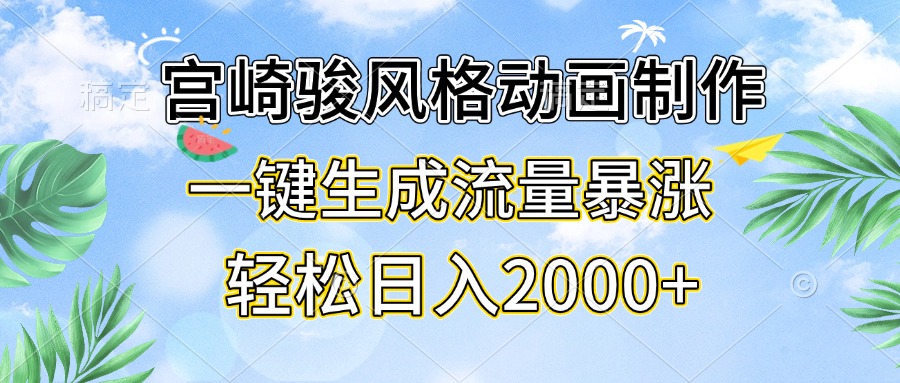 （13386期）宫崎骏风格动画制作，一键生成流量暴涨，轻松日入2000+-中创网_分享创业项目_互联网资源