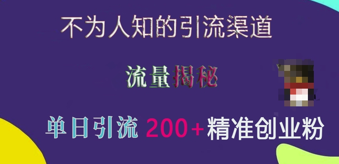 不为人知的引流渠道，流量揭秘，实测单日引流200+精准创业粉【揭秘】-中创网_分享创业项目_互联网资源