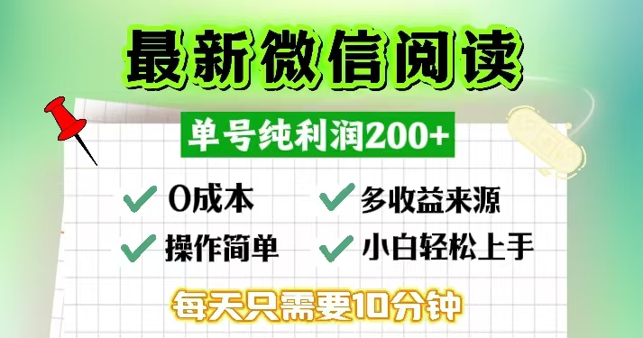 （13108期）微信阅读最新玩法，每天十分钟，单号一天200+，简单0零成本，当日提现-中创网_分享创业项目_互联网资源