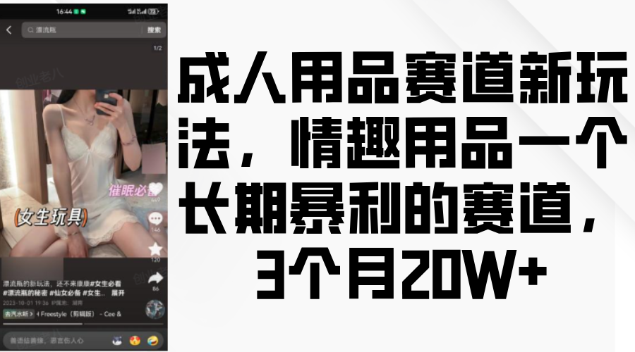 成人用品赛道新玩法，情趣用品一个长期暴利的赛道，3个月20W+-中创网_分享创业项目_互联网资源