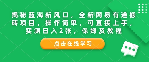 揭秘蓝海新风口，全新网易有道搬砖项目，操作简单，可直接上手，实测日入2张，保姆及教程-中创网_分享创业项目_互联网资源