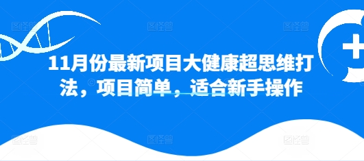 11月份最新项目大健康超思维打法，项目简单，适合新手操作-中创网_分享创业项目_互联网资源