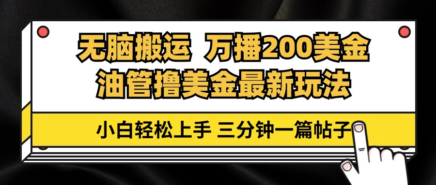 （13050期）油管无脑搬运撸美金玩法教学，万播200刀，三分钟一篇帖子，小白轻松上手-中创网_分享创业项目_互联网资源