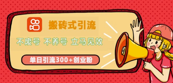 快手搬砖式引流，不废号，不养号，立马见效，单日引流300+精准创业粉-中创网_分享创业项目_互联网资源