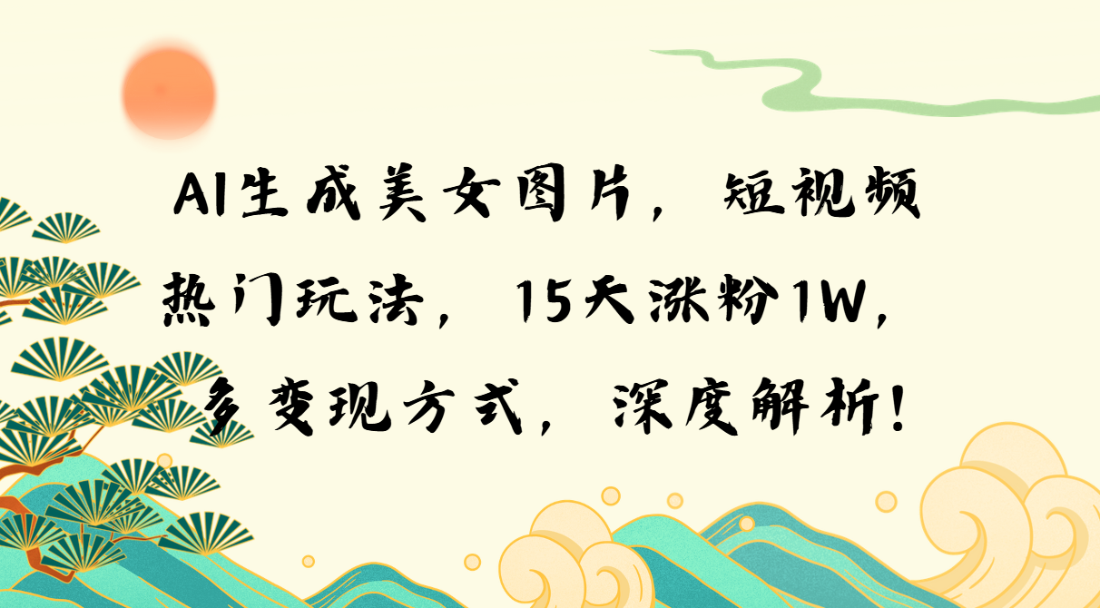 （13581期）AI生成美女图片，短视频热门玩法，15天涨粉1W，多变现方式，深度解析!-中创网_分享创业项目_互联网资源