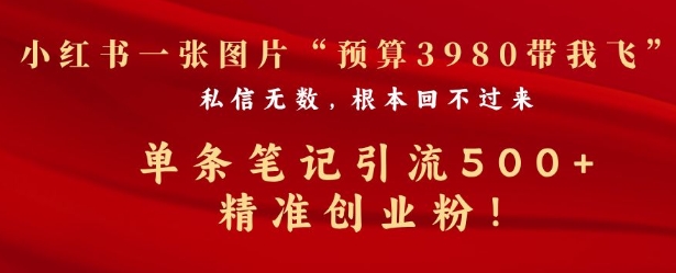 小红书一张图暴力引流500+精准创业粉-中创网_分享创业项目_互联网资源