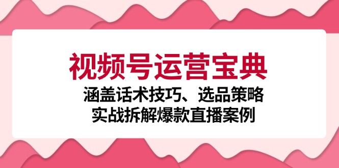 （12808期）视频号运营宝典：涵盖话术技巧、选品策略、实战拆解爆款直播案例-中创网_分享创业项目_互联网资源