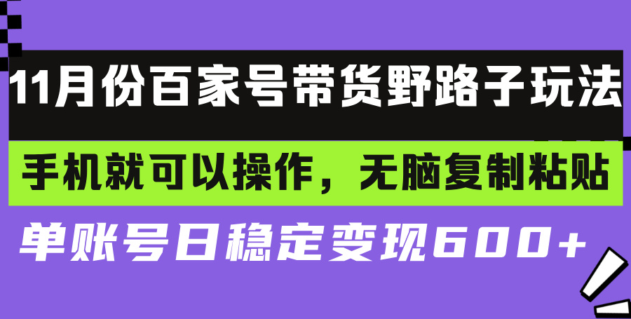 （13281期）百家号带货野路子玩法 手机就可以操作，无脑复制粘贴 单账号日稳定变现…-中创网_分享创业项目_互联网资源