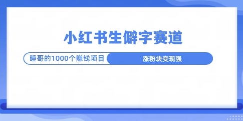 小红书生僻字玩法，快速涨分变现详解-中创网_分享创业项目_互联网资源