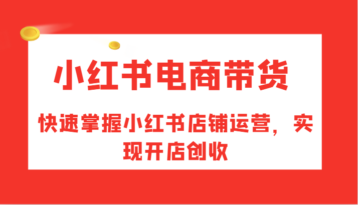 小红书电商带货，快速掌握小红书店铺运营，实现开店创收-中创网_分享创业项目_互联网资源