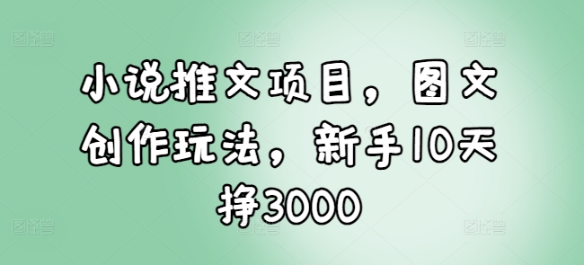 小说推文项目，图文创作玩法，新手10天挣3000-中创网_分享创业项目_互联网资源