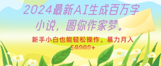 2024最新AI生成百万字小说，圆你作家梦，新手小白也能轻松操作，暴力月入过W-中创网_分享创业项目_互联网资源