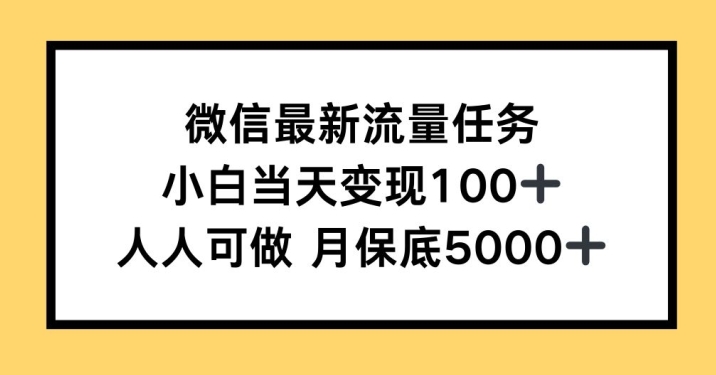 微信最新流量任务，小白当天变现100+，人人可做-中创网_分享创业项目_互联网资源