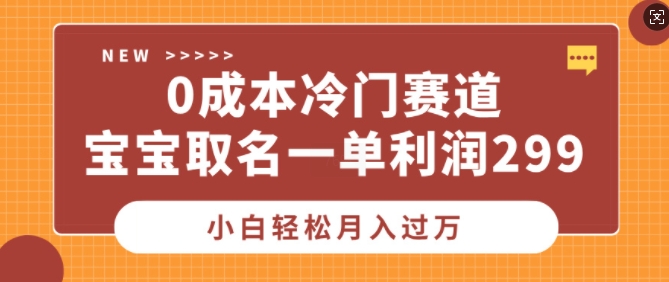 0成本冷门赛道，宝宝取名一单利润299，小白轻松月入过万-中创网_分享创业项目_互联网资源