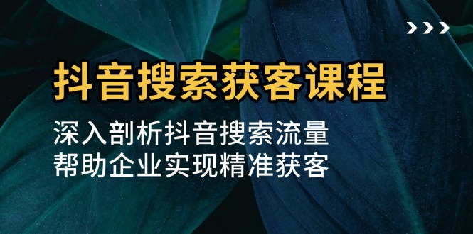 （13465期）抖音搜索获客课程：深入剖析抖音搜索流量，帮助企业实现精准获客-中创网_分享创业项目_互联网资源