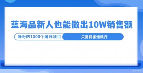 这个蓝海品，新号也能卖出10W的销售额，年底疯狂怼量就能出结果-中创网_分享创业项目_互联网资源