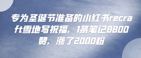 专为圣诞节准备的小红书recraft雪地写祝福，1条笔记8800赞，涨了2000粉-中创网_分享创业项目_互联网资源