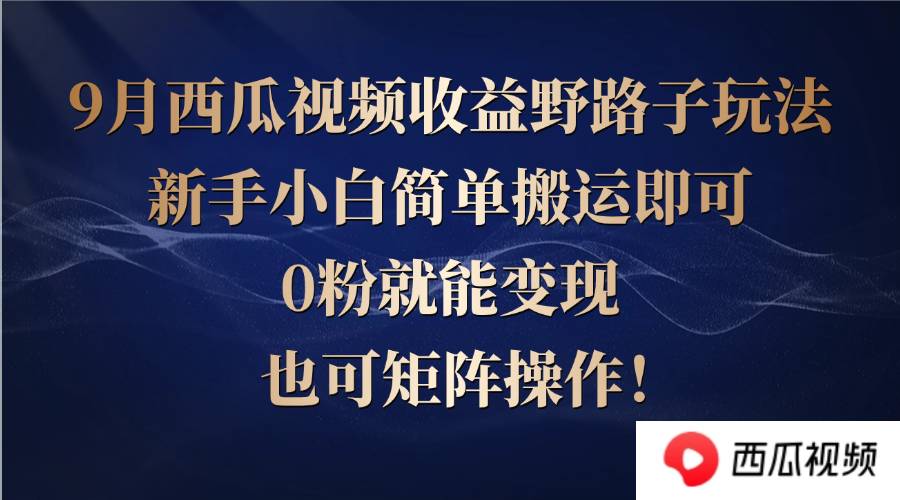 （12760期）西瓜视频收益野路子玩法，新手小白简单搬运即可，0粉就能变现，也可矩…-中创网_分享创业项目_互联网资源