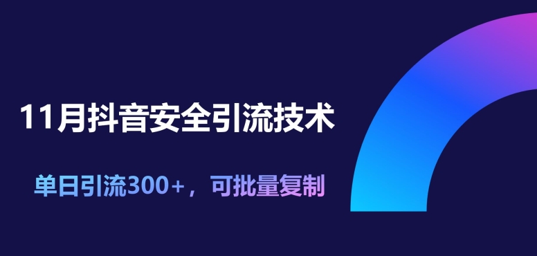 11月抖音安全引流技术，单日引流300+，可批量复制-中创网_分享创业项目_互联网资源