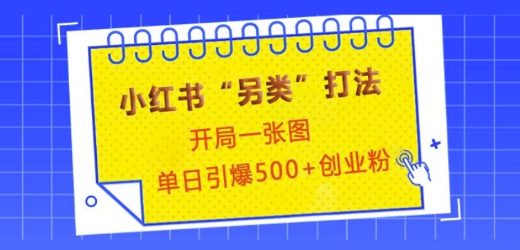 小红书“另类”打法，开局一张图，单日引爆500+精准创业粉【揭秘】-中创网_分享创业项目_互联网资源