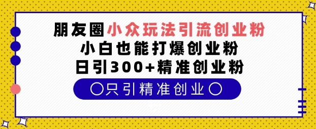 朋友圈小众玩法引流创业粉，小白也能打爆创业粉，日引300+精准创业粉【揭秘】-中创网_分享创业项目_互联网资源