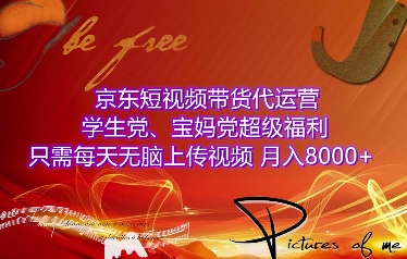 京东短视频带货代运营，学生党、宝妈党超级福利，只需每天无脑上传视频，月入8000+【仅揭秘】-中创网_分享创业项目_互联网资源