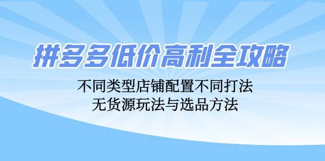 （12897期）拼多多低价高利全攻略：不同类型店铺配置不同打法，无货源玩法与选品方法-中创网_分享创业项目_互联网资源