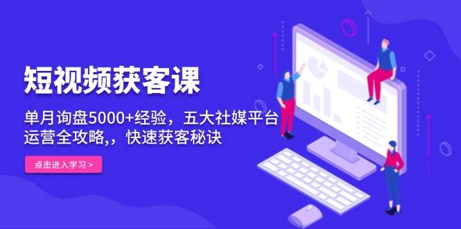 短视频获客课，单月询盘5000+经验，五大社媒平台运营全攻略,，快速获客秘诀-中创网_分享创业项目_互联网资源