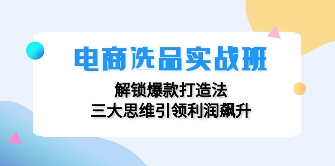 电商选品实战班：解锁爆款打造法，三大思维引领利润飙升-中创网_分享创业项目_互联网资源