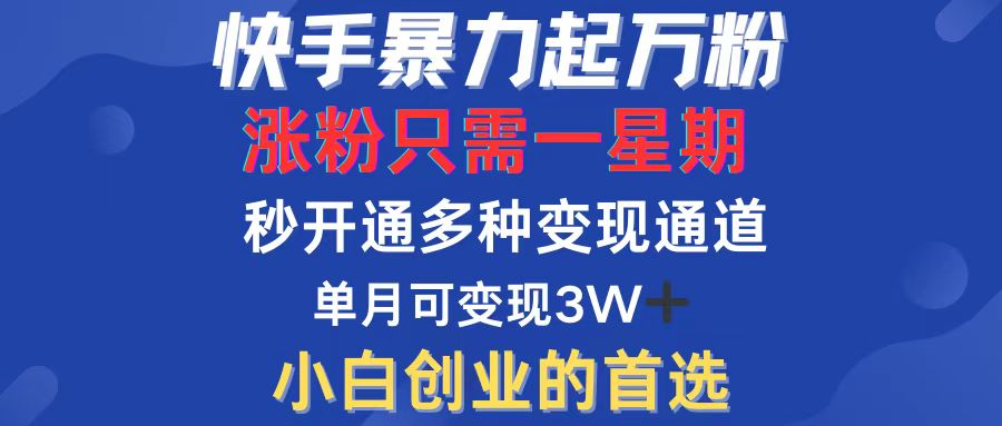 （12651期）快手暴力起万粉，涨粉只需一星期，多种变现模式，直接秒开万合，小白创…-中创网_分享创业项目_互联网资源