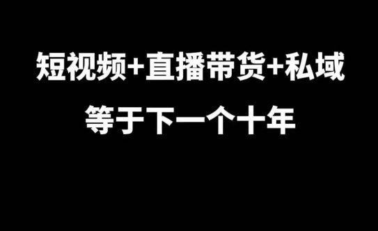 短视频+直播带货+私域等于下一个十年，大佬7年实战经验总结-中创网_分享创业项目_互联网资源