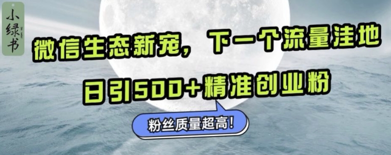 微信生态新宠小绿书：下一个流量洼地，日引500+精准创业粉，粉丝质量超高-中创网_分享创业项目_互联网资源