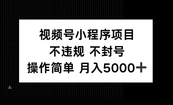 视频号小程序项目，不违规不封号，操作简单 月入5000+-中创网_分享创业项目_互联网资源