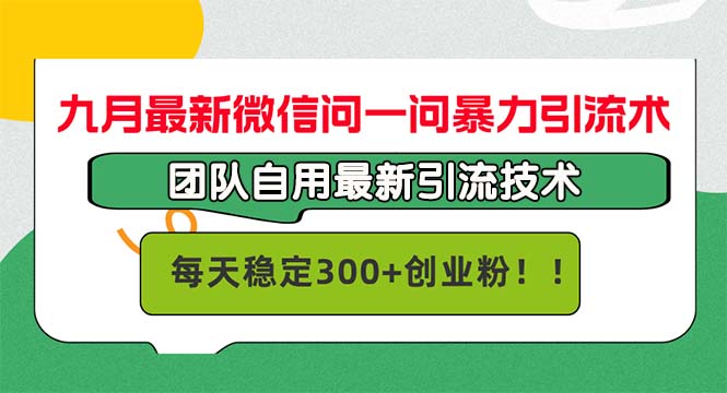 （12735期）九月最新微信问一问暴力引流术，团队自用引流术，每天稳定300+创…-中创网_分享创业项目_互联网资源