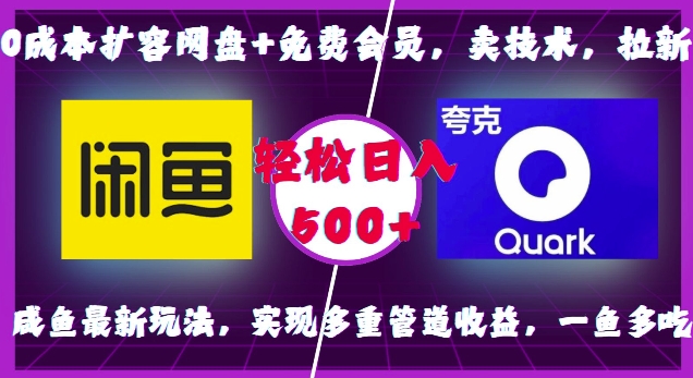 0成本扩容网盘+免费会员，卖技术，拉新，咸鱼最新玩法，实现多重管道收益，一鱼多吃，轻松日入500+-中创网_分享创业项目_互联网资源