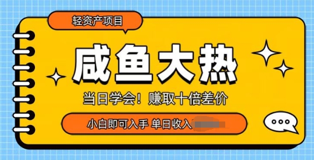 咸鱼大热轻资产类项目，当日学会，赚取十倍差价，小白即可入手-中创网_分享创业项目_互联网资源