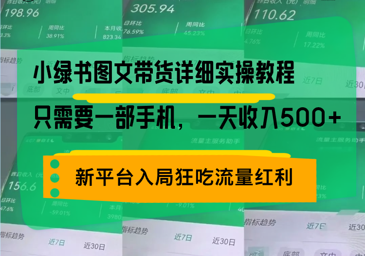 （13509期）小绿书图文带货详细实操教程，只需要一部手机，一天收入500+，轻松变现-中创网_分享创业项目_互联网资源