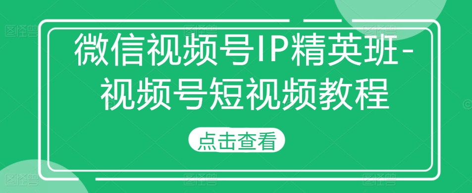 微信视频号IP精英班-视频号短视频教程-中创网_分享创业项目_互联网资源