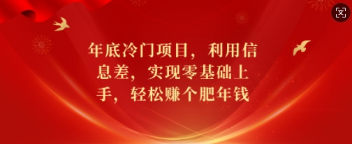 年底冷门项目，利用信息差，实现零基础上手，轻松赚个肥年钱【揭秘】-中创网_分享创业项目_互联网资源