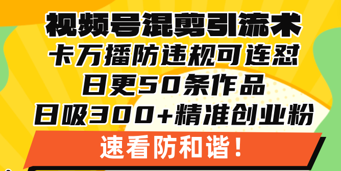 （13400期）视频号混剪引流技术，500万播放引流17000创业粉，操作简单当天学会-中创网_分享创业项目_互联网资源