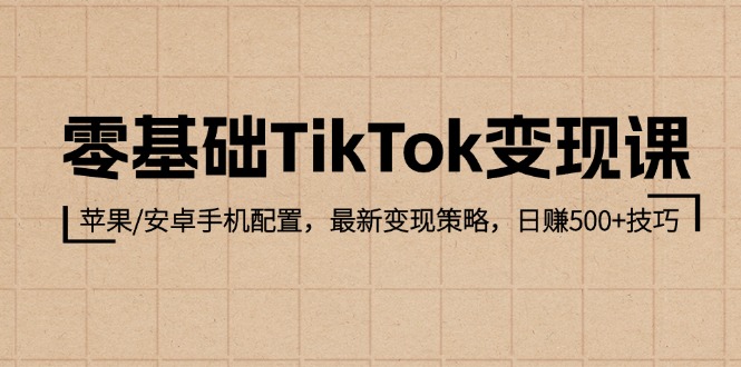 零基础TikTok变现课：苹果/安卓手机配置，最新变现策略，日赚500+技巧-中创网_分享创业项目_互联网资源