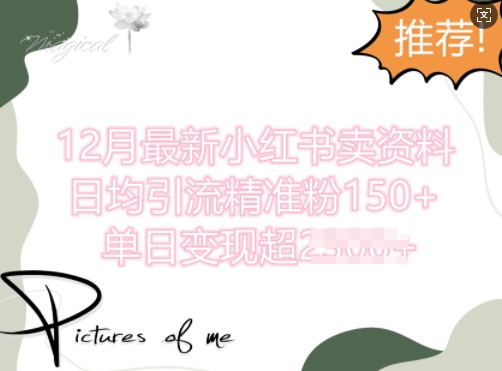 12月最新小红书日均引流精准粉100+，单日变现多张-中创网_分享创业项目_互联网资源