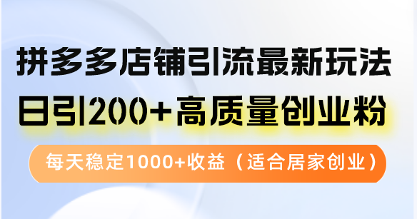 （12893期）拼多多店铺引流最新玩法，日引200+高质量创业粉，每天稳定1000+收益（…-中创网_分享创业项目_互联网资源