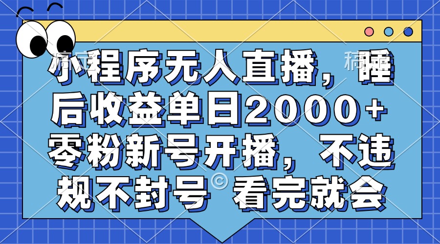 （13251期）小程序无人直播，睡后收益单日2000+ 零粉新号开播，不违规不封号 看完就会-中创网_分享创业项目_互联网资源