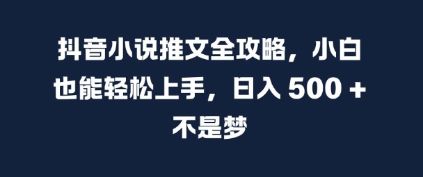 抖音小说推文全攻略，小白也能轻松上手，日入 5张+ 不是梦【揭秘】-中创网_分享创业项目_互联网资源