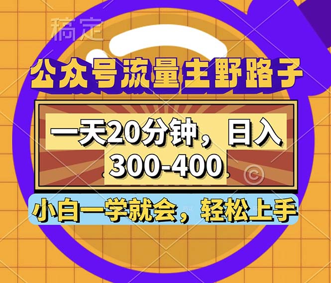 （12866期）公众号流量主野路子玩法，一天20分钟，日入300~400，小白一学就会-中创网_分享创业项目_互联网资源